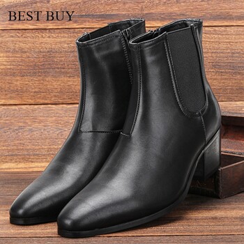 Chelsea Ankle Boots Ανδρικά ψηλοτάκουνα μποτάκια μάρκας δερμάτινα μποτάκια Άνετα παπούτσια για πάρτι/γαμήλια ανδρικά παπούτσια Elevator 2024