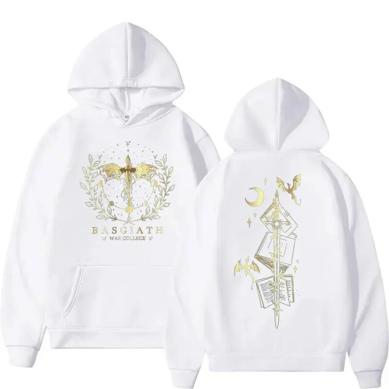Basgiath War College Fourth Wing Hoodie Muška Ženska Moda Retro Dragon Rider Sweatshirt Široki pulover Odjeća Prevelika Hoodie