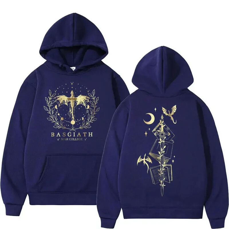 Basgiath War College Fourth Wing Hoodie Muška Ženska Moda Retro Dragon Rider Sweatshirt Široki pulover Odjeća Prevelika Hoodie