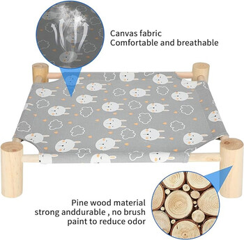 Υπερυψωμένο κρεβάτι καμβάς για γάτες Σπίτι για γάτα από μασίφ ξύλο αιώρα για κατοικίδια κατοικίδιο κάμπινγκ Κρεβάτι για γάτα Φορητό αφαιρούμενο, πλενόμενο, προμήθειες για κατοικίδια
