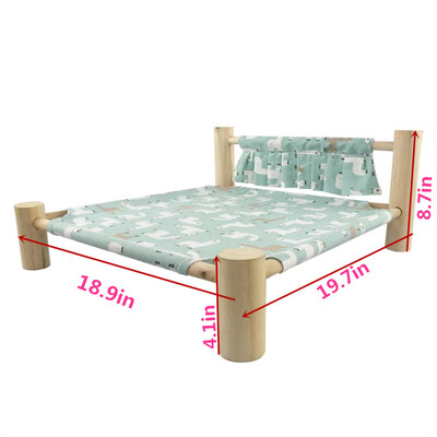 Zvýšená posteľ, plátenná posteľ pre mačky, hojdacia sieťka pre mačky z masívneho dreva, kempingová posteľ pre domáce zvieratá, mačací domček, prenosný odnímateľný, umývateľný, domáce potreby