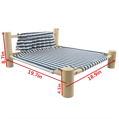 Zvýšená posteľ, plátenná posteľ pre mačky, hojdacia sieťka pre mačky z masívneho dreva, kempingová posteľ pre domáce zvieratá, mačací domček, prenosný odnímateľný, umývateľný, domáce potreby