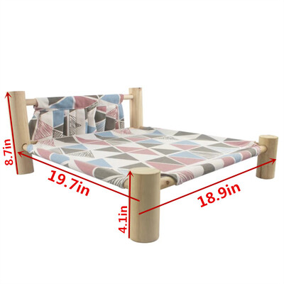 Zvýšená posteľ, plátenná posteľ pre mačky, hojdacia sieťka pre mačky z masívneho dreva, kempingová posteľ pre domáce zvieratá, mačací domček, prenosný odnímateľný, umývateľný, domáce potreby