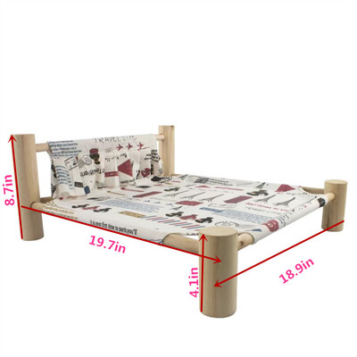 Zvýšená posteľ, plátenná posteľ pre mačky, hojdacia sieťka pre mačky z masívneho dreva, kempingová posteľ pre domáce zvieratá, mačací domček, prenosný odnímateľný, umývateľný, domáce potreby