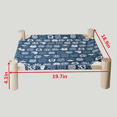 Zvýšená posteľ, plátenná posteľ pre mačky, hojdacia sieťka pre mačky z masívneho dreva, kempingová posteľ pre domáce zvieratá, mačací domček, prenosný odnímateľný, umývateľný, domáce potreby