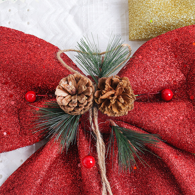 Decoratiuni de Crăciun cu fundă roșie de 32 cm Ornament de pandantiv pentru brad de Crăciun pentru decorațiuni interioare, petrecere de Anul Nou, 2025, accesorii pentru cadou DIY