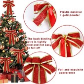15 cm velika božićna mašna s vrpcom Svjetlucava tkanina Božićni ukrasi Zlatno crvene mašne za rukotvorine Ukrasi za božićno drvce