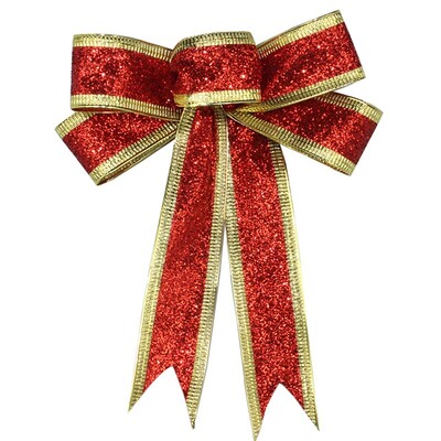 15 cm velika božićna mašna s vrpcom Svjetlucava tkanina Božićni ukrasi Zlatno crvene mašne za rukotvorine Ukrasi za božićno drvce