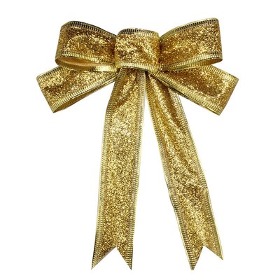 15 cm velika božićna mašna s vrpcom Svjetlucava tkanina Božićni ukrasi Zlatno crvene mašne za rukotvorine Ukrasi za božićno drvce