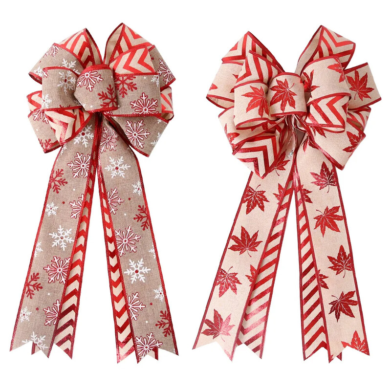 Fundițe de Crăciun Dor Ușa din față Pom de Crăciun Ornamente agățate Coroană Ghirlandă Fundă de in pentru casă Anul Nou 2024 Decoratiuni de Crăciun