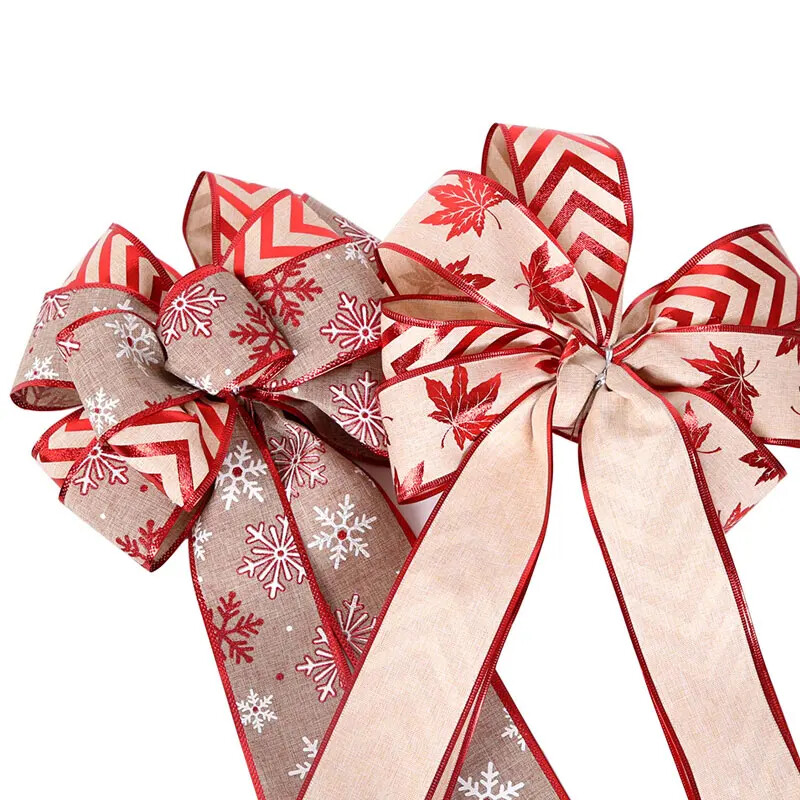 Fundițe de Crăciun Dor Ușa din față Pom de Crăciun Ornamente agățate Coroană Ghirlandă Fundă de in pentru casă Anul Nou 2024 Decoratiuni de Crăciun