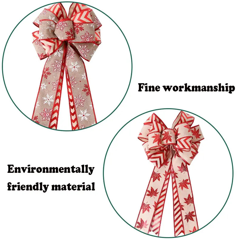 Fundițe de Crăciun Dor Ușa din față Pom de Crăciun Ornamente agățate Coroană Ghirlandă Fundă de in pentru casă Anul Nou 2024 Decoratiuni de Crăciun