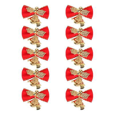 10 bucăți arc de Crăciun cu clopoțel mic coronițe de copac de Crăciun pandantiv agățat mini ornament cu arc artizanat, cadouri, decor de Anul Nou