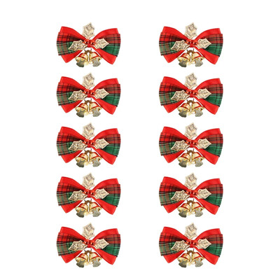 10 bucăți arc de Crăciun cu clopoțel mic coronițe de copac de Crăciun pandantiv agățat mini ornament cu arc artizanat, cadouri, decor de Anul Nou