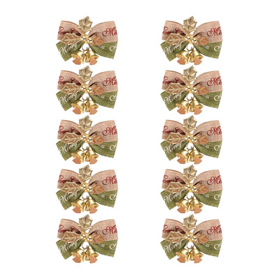 10 bucăți arc de Crăciun cu clopoțel mic coronițe de copac de Crăciun pandantiv agățat mini ornament cu arc artizanat, cadouri, decor de Anul Nou