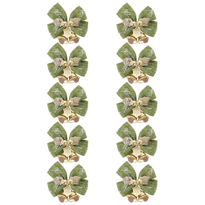 10 bucăți arc de Crăciun cu clopoțel mic coronițe de copac de Crăciun pandantiv agățat mini ornament cu arc artizanat, cadouri, decor de Anul Nou