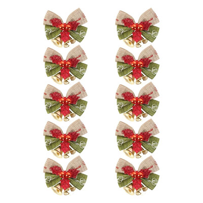 10 bucăți arc de Crăciun cu clopoțel mic coronițe de copac de Crăciun pandantiv agățat mini ornament cu arc artizanat, cadouri, decor de Anul Nou