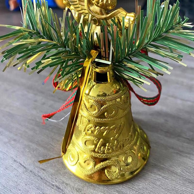 Dekoratīvie Ziemassvētku zvani 6Gb Ziemassvētku eglītes piekaramie dekori Zelta zvana kulons Mazā eņģeļa dizaina zvana svētku dekoru piederumi