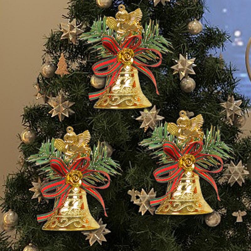 Dekoratīvie Ziemassvētku zvani 6Gb Ziemassvētku eglītes piekaramie dekori Zelta zvana kulons Mazā eņģeļa dizaina zvana svētku dekoru piederumi