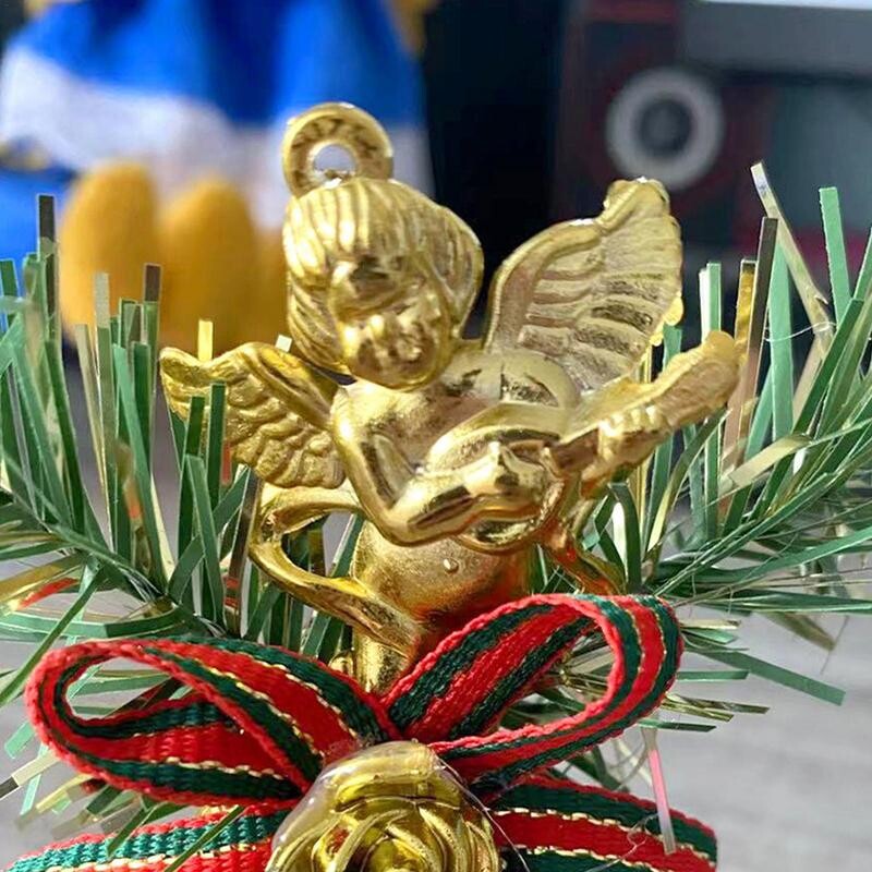 Dekoratīvie Ziemassvētku zvani 6Gb Ziemassvētku eglītes piekaramie dekori Zelta zvana kulons Mazā eņģeļa dizaina zvana svētku dekoru piederumi