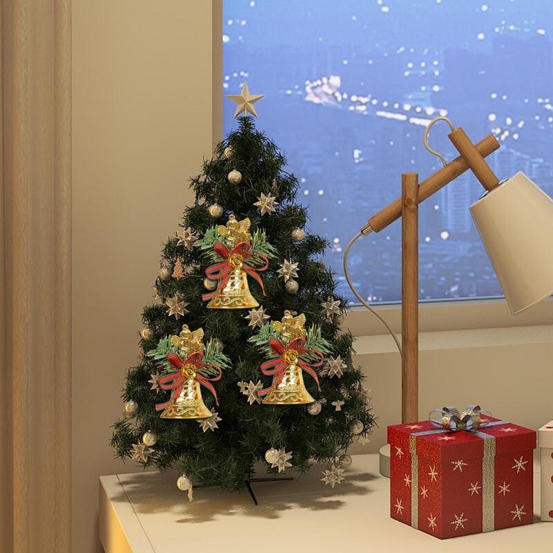Dekoratīvie Ziemassvētku zvani 6Gb Ziemassvētku eglītes piekaramie dekori Zelta zvana kulons Mazā eņģeļa dizaina zvana svētku dekoru piederumi