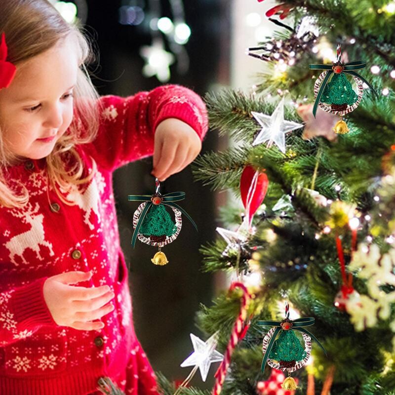 Zvana zvana rotājumi Ziemassvētku eglītes piekaramie kuloni Ar rokām darināti tamborēti Ziemassvētku zvaniņu rotājumi mājas iekštelpu āra dekorēšanai