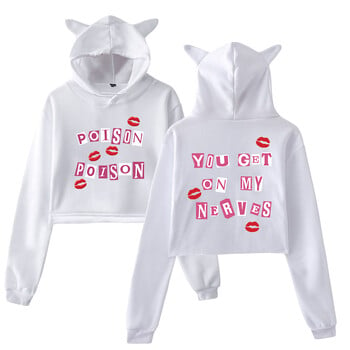 Renee Rapp Poison Poison Merch Πουλόβερ Αυτιά Γάτας με κουκούλα μακρυμάνικο Streetwear Crop Top Γυναικεία Ρούχα