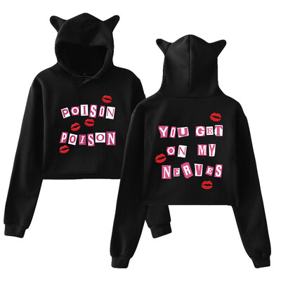 Renee Rapp Poison Poison Merch Pulovers Cat Auss Hoodie ar garām piedurknēm Streetwear Crop Top sieviešu apģērbi