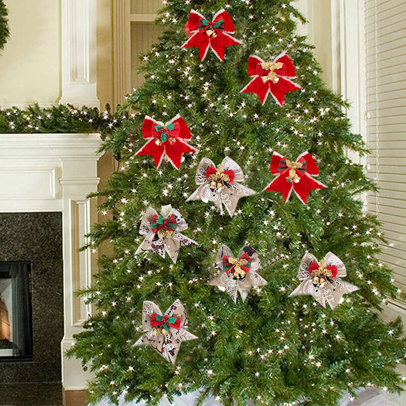 4db karácsonyi masni harangok karácsonyi fakoszorúk, függő medálok, mini masnis díszek, barkácsolás kézműves ajándékok 2025 újévre Navidad