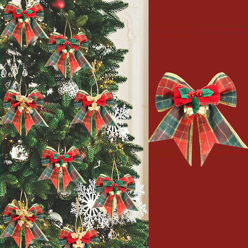 4db karácsonyi masni harangok karácsonyi fakoszorúk, függő medálok, mini masnis díszek, barkácsolás kézműves ajándékok 2025 újévre Navidad