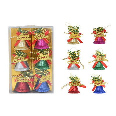 6db/tétel Dobozos festett karácsonyi masni harangok karácsonyfára függő díszek 2024 újévi otthoni barkács dekoráció Navidad Noel ajándékok