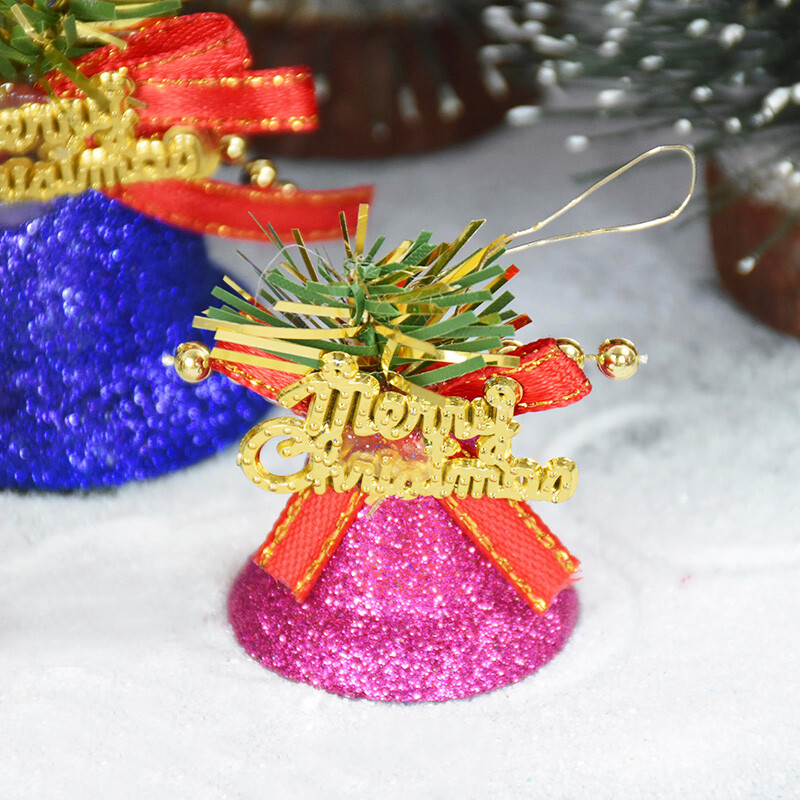 6db/tétel Dobozos festett karácsonyi masni harangok karácsonyfára függő díszek 2024 újévi otthoni barkács dekoráció Navidad Noel ajándékok