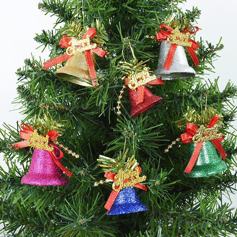 6db/tétel Dobozos festett karácsonyi masni harangok karácsonyfára függő díszek 2024 újévi otthoni barkács dekoráció Navidad Noel ajándékok