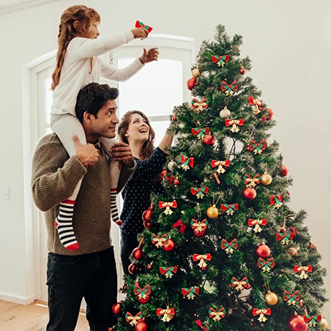 6/12/24db Karácsonyi masni harangokkal Karácsonyi mini masnidísz, barkács kézműves ajándék díszdoboz masni karácsonyfa függő dekoráció