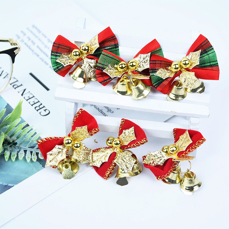 6/12/24db Karácsonyi masni harangokkal Karácsonyi mini masnidísz, barkács kézműves ajándék díszdoboz masni karácsonyfa függő dekoráció