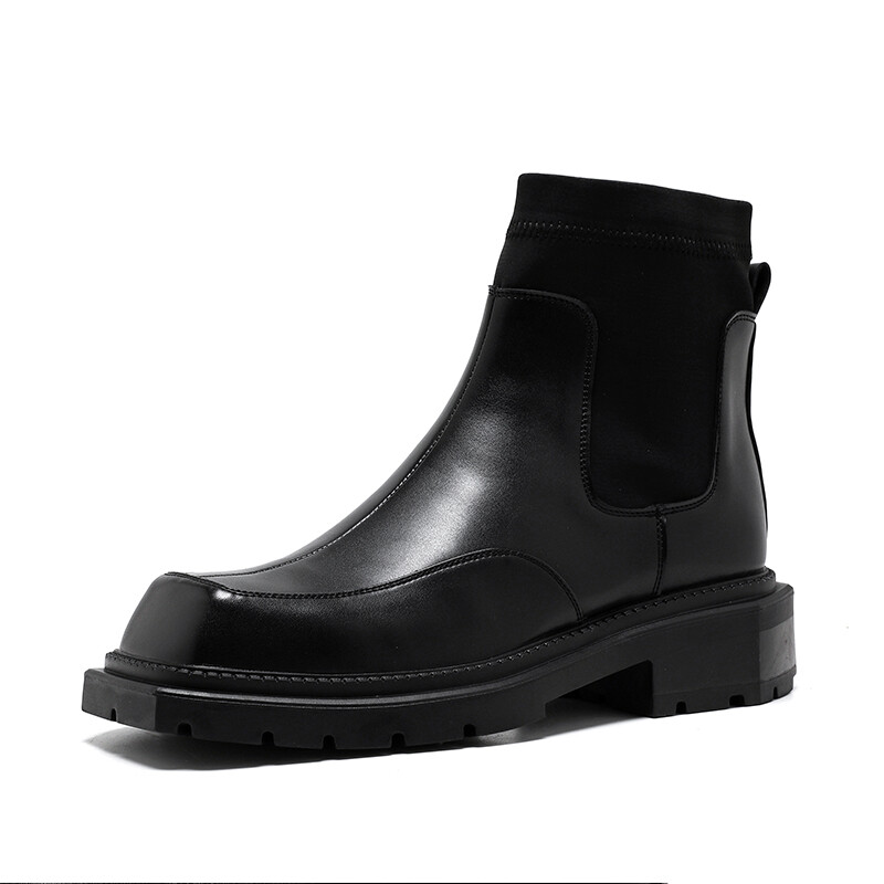 cizme chelsea de modă de lux pentru bărbați pantofi cu vârful pătrat de designer de marcă rochie punk de club de noapte cizme de cowboy originale din piele pantofi la gleznă