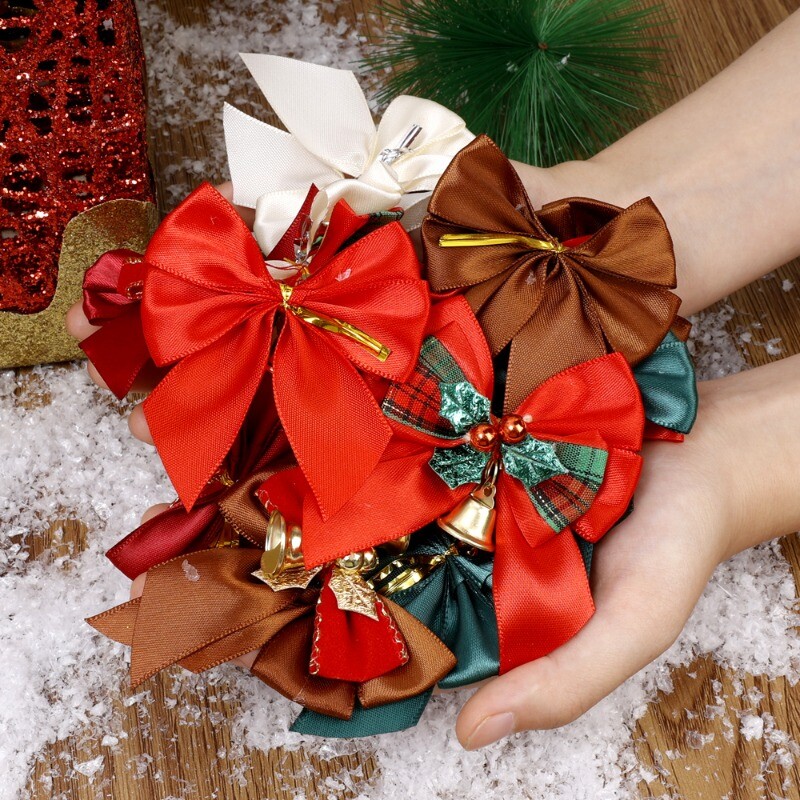 5/1kom božićne mašne sa zvončićima Mini božićne mašne DIY rukotvorine Poklon ukrasi Viseći ukras za božićno drvce Novogodišnji dekor za dom