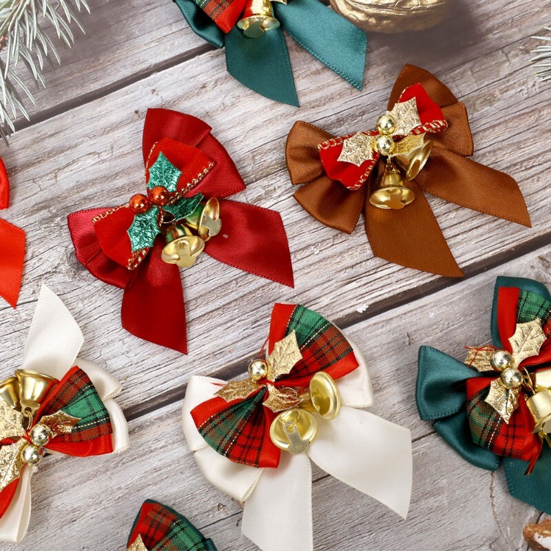 5/1kom božićne mašne sa zvončićima Mini božićne mašne DIY rukotvorine Poklon ukrasi Viseći ukras za božićno drvce Novogodišnji dekor za dom