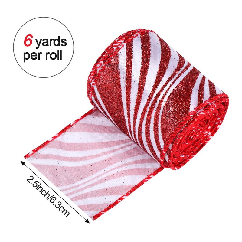 Crveno-bijeli DIY pribor za zamatanje za božićno drvce Ukrasi za božićno drvce Ožičena rubna vrpca Božićne mašne Ukras za sobu