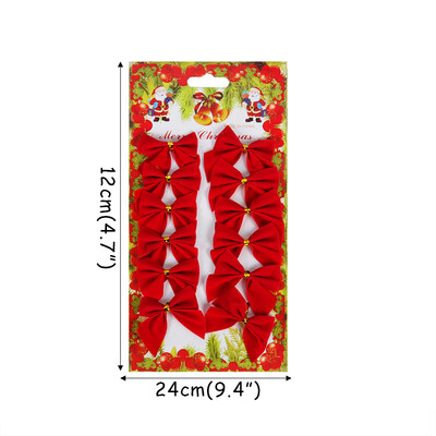 12 τμχ Χριστουγεννιάτικες φιόγκοι Χριστουγεννιάτικες κρεμαστές διακοσμήσεις Χρυσό κόκκινο παπιγιόν Χριστουγεννιάτικο δέντρο στολίδια Πρωτοχρονιά 2025 Navidad Kerst Decor