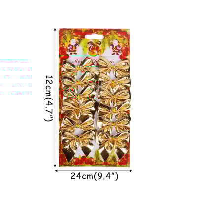 12 τμχ Χριστουγεννιάτικες φιόγκοι Χριστουγεννιάτικες κρεμαστές διακοσμήσεις Χρυσό κόκκινο παπιγιόν Χριστουγεννιάτικο δέντρο στολίδια Πρωτοχρονιά 2025 Navidad Kerst Decor
