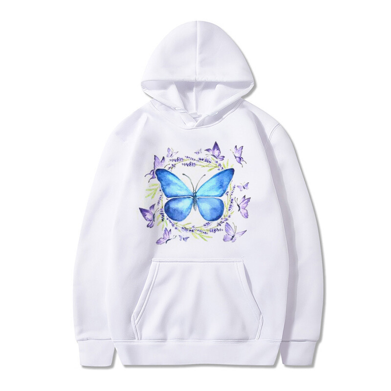 2024. Nova modna majica s kapuljačom s printom leptira Jesen/Zima, ležerna majica s kapuljačom i dugim rukavima Y2k odjeća