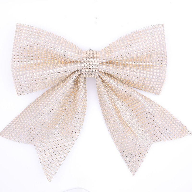 Pânză de Crăciun Sparkling Diamond Arc Rafinat Handmade Pandabil cu fundă mare Pandantiv pentru brad de Crăciun