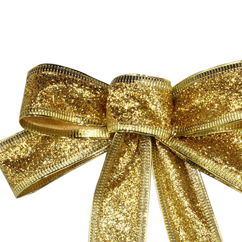 2 boje, 15 cm, crveno zlato, svjetlucava božićna vrpca, mašna, ukras za božićno drvce, ručno rađen božićni ukras