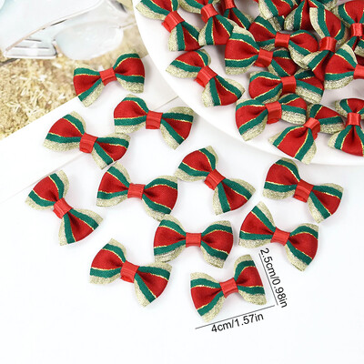 30gab 4cm Ziemassvētku loki Ziemassvētku piekaramie rotājumi zaļi sarkani bantīti Ziemassvētku eglīšu rotājumi Jaunais gads 2024 Navidad dekors
