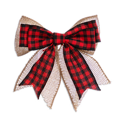 Nová kockovaná mašľa s mašľou, vianočná dekorácia na stromček, sviatočná atmosféra, veľká zlatá hranica, darčeková dekorácia