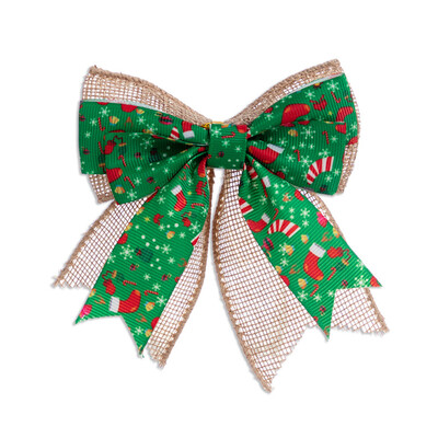 Nová kockovaná mašľa s mašľou, vianočná dekorácia na stromček, sviatočná atmosféra, veľká zlatá hranica, darčeková dekorácia