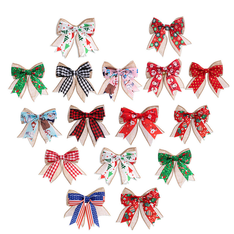 Nová kockovaná mašľa s mašľou, vianočná dekorácia na stromček, sviatočná atmosféra, veľká zlatá hranica, darčeková dekorácia