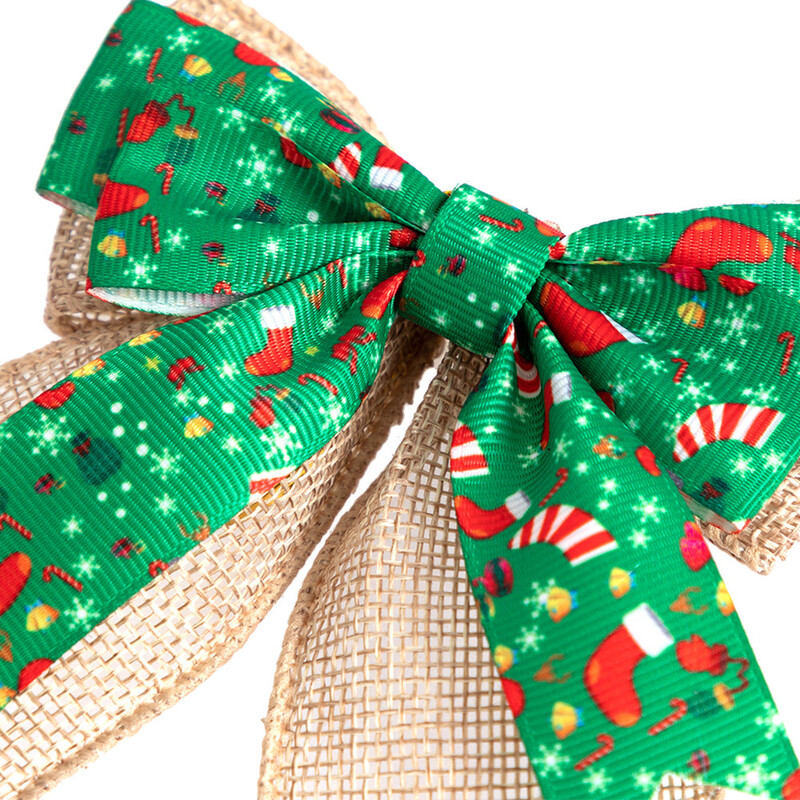 Nová kockovaná mašľa s mašľou, vianočná dekorácia na stromček, sviatočná atmosféra, veľká zlatá hranica, darčeková dekorácia