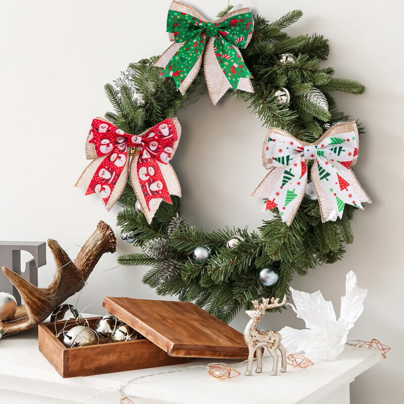 Nová kockovaná mašľa s mašľou, vianočná dekorácia na stromček, sviatočná atmosféra, veľká zlatá hranica, darčeková dekorácia